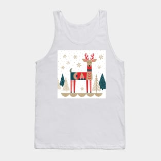 Holiday Reindeer with geometric shapes Tank Top